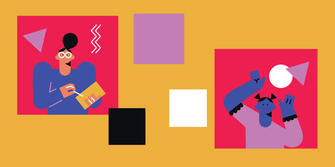 Digital Marketing illustrations. Business activities. Modern deep machine learning technology. Flat vector illustration