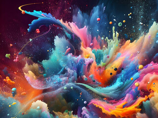 Colorful Abstract Galaxy Splash in Playful Space