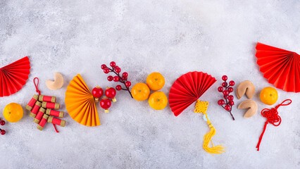 Chinese new year concept with red decoration.