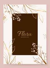 Wedding card with floral decorative borders. Beautiful orchid flowers. Save the Date. Vector beautiful watercolor plants, leaves and flowers for elegant modern greeting card
