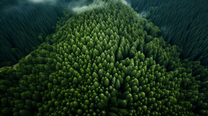 Aerial view of forest with lot of green trees