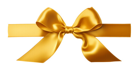 Shiny gold satin ribbon, isolated on transparent background