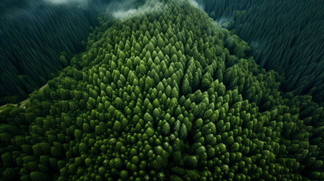 Aerial view of forest with lot of green trees © standret