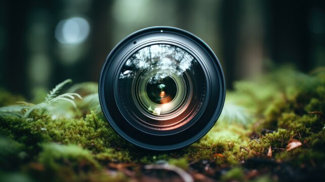 Lens with its flare,Close-up of optics lens ,Telephoto Lens