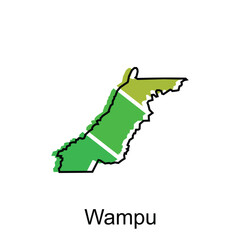 Map City of Wampu Province of North Sumatra Vector Design. Abstract, designs concept, logo design template