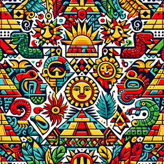 Ethnic seamless pattern. Colorful background with tribal motifs