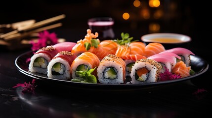 Delicious fresh sushi japanese food