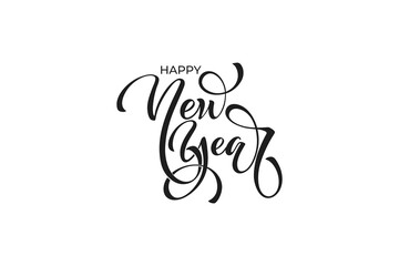 Happy New Year hand lettering calligraphy. Vector holiday illustration element. Typographic element