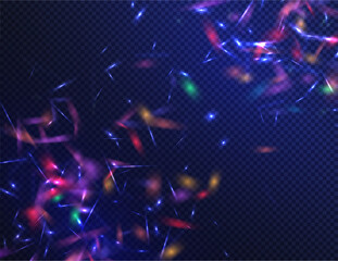Colorful optical rainbow lights beam lens flare leak overlay streaks on transparent dark background. Abstract refraction glow effect on black background. Background with diamond lights. Vector png.	
