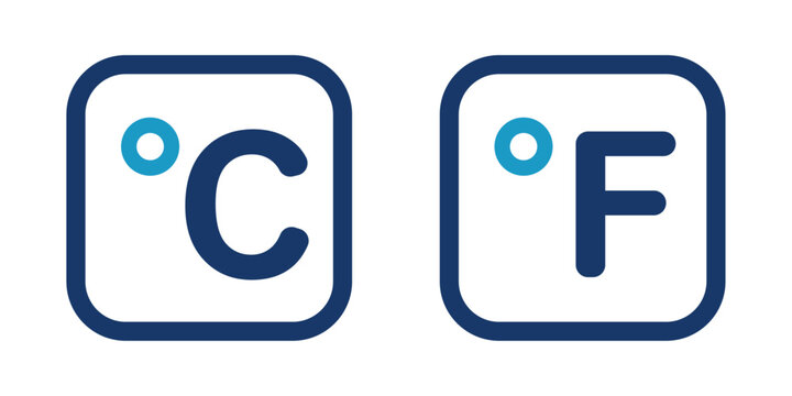 degree celsius and fahrenheit vector icon design