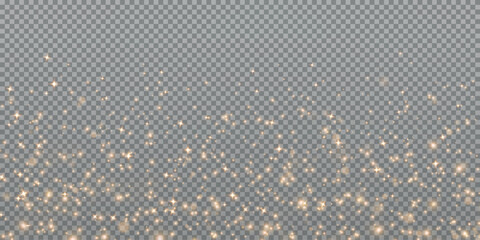 Christmas background. Powder dust light PNG. Magic shining gold dust. Fine, shiny dust bokeh particles fall off slightly. Fantastic shimmer effect. Vector illustrator. - obrazy, fototapety, plakaty