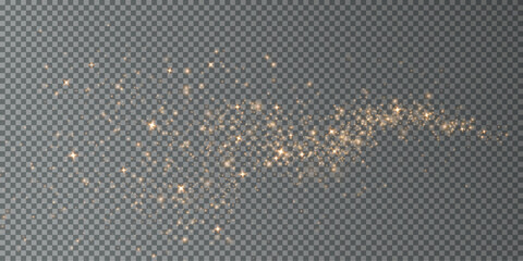 Christmas background. Powder dust light PNG. Magic shining gold dust. Fine, shiny dust bokeh particles fall off slightly. Fantastic shimmer effect. Vector illustrator.	
