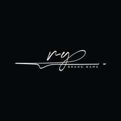 RY letter beauty handwriting vector logo.  - obrazy, fototapety, plakaty