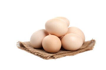 Three fresh organic raw eggs isolated on white surface png