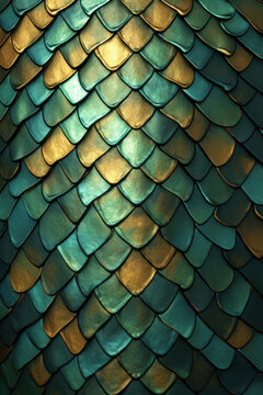 Dragon scale texture. Dragon, dinosaur skin background. Squama of fish, mermaid, reptile or fantasy monster. Monster leather background. Abstract fantasy pattern. Generated by artificial intelligence