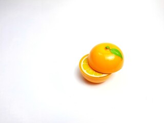 fruit, plastic, toy, food, isolated, play, child, white, background, orange, saucy, cute, adorable, farm, fun, shape, yellow, eating, cluster, fake, imitation, figurine, icon, kindergarten, education,