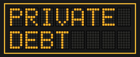 Fototapeta premium Orange color led banner in word private debt on black background