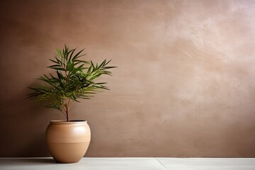 Interior background of living room with wall with plants