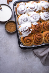 Traditional sweet cinnamon rolls or cinnabon