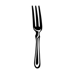 Fork hand drawing. Vintage  vector illustration isolated on white background.