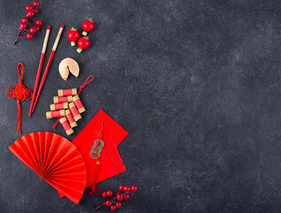 Chinese new year concept with red decoration.