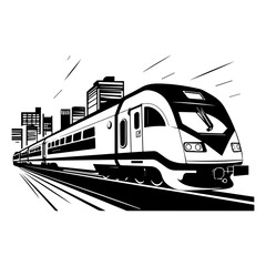 modern high speed train emblem. Super streamlined high-speed train on white background, vector illustrator.