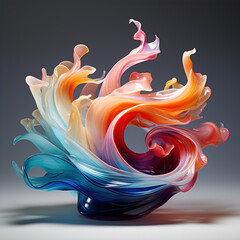 Colorful wavy abstract objects,created with Generative AI tecnology.