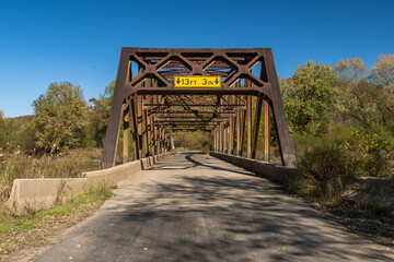 The Nebraska Bridge which spans the Tionesta Creek in Tionesta, Pennsylvania, USA on a sunny fall day