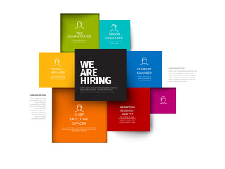 We are hiring minimalistic flyer template with squares containing position names