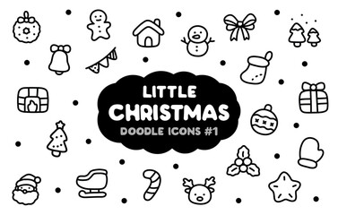 Doodle Black and White Little Christmas Icons Set No.1