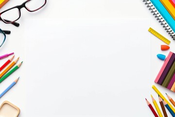 Fototapeta premium stationery and office stuff on white background with copy space