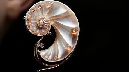 The gentle curve of an ear fusing with the spiraled elegance of a nautilus shell.