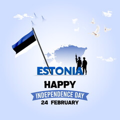 Creative Estonia independence day social media post and web banner