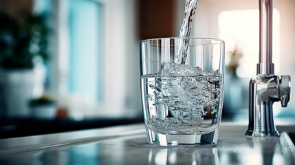 a glass of clean water from the tap. Generative AI,