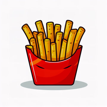 Sticker design with an french fries on white background.