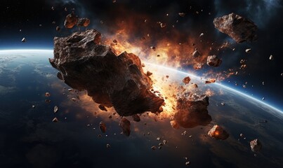 Obraz premium Exploding Rock in Space Creates Dazzling Display of Colors