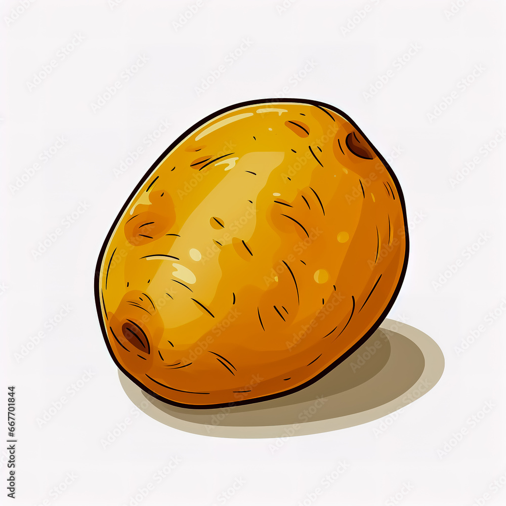 Sticker Sticker design with an potato on white background.