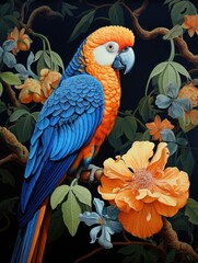 Obraz premium Colorful Feathers and Nature's Perch