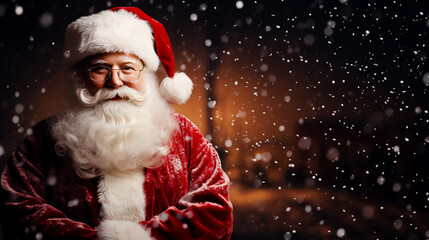 Portrait of Santa Claus with white beard.
