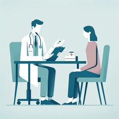 Devoted Medical Consultation: Tender Illustration in Muted Tones