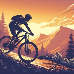 Obraz premium Cycling in the mountains in the summer period