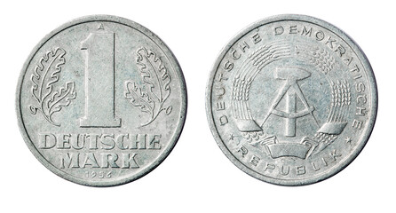 Coin 1 deutsche mark. German Democratic Republic. DDR. 1956