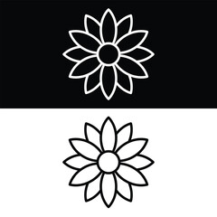 Flower icon design Icon Vector, Black and White Version Design