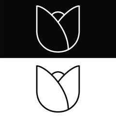 Flower icon design Icon Vector, Black and White Version Design