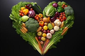 heart-shaped vegetable arrangement celebrating the love of food on Valentine's Day. Generative AI