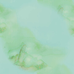Marble Alcohol Ink. Green Art Paint. Blue Marble