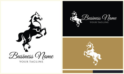 vector mustang horse logo template - obrazy, fototapety, plakaty
