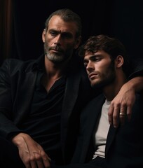 Obraz premium Two Men Enjoying Each Other's Company