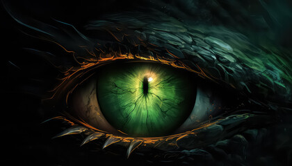 Green eye chinese dragon, new year concept - obrazy, fototapety, plakaty