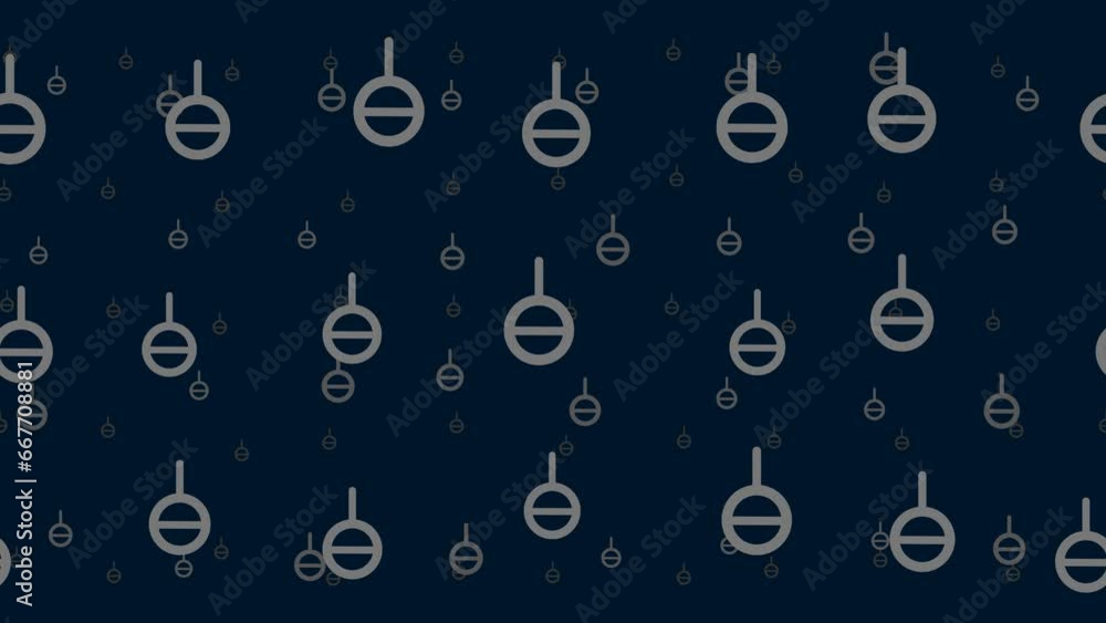 Poster agender symbols float horizontally from left to right. parallax fly effect. floating symbols are loc